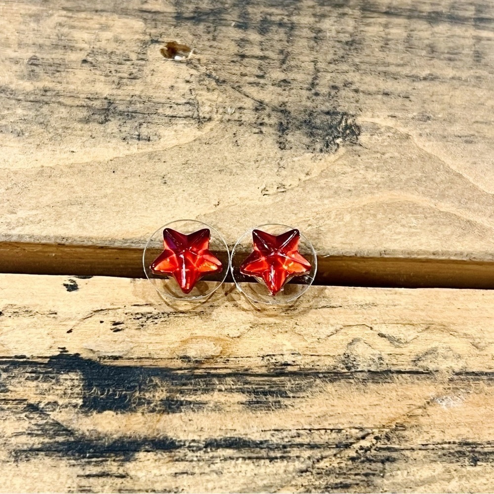 Red Resin Star Stud Earrings